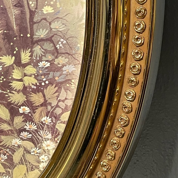 Vintage Cottage Scene Oval Framed Art - Picture 3 of 3